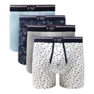 Original Penguin Men's 4-Pk. Graphic print cotton stretch Boxer Briefs Size S